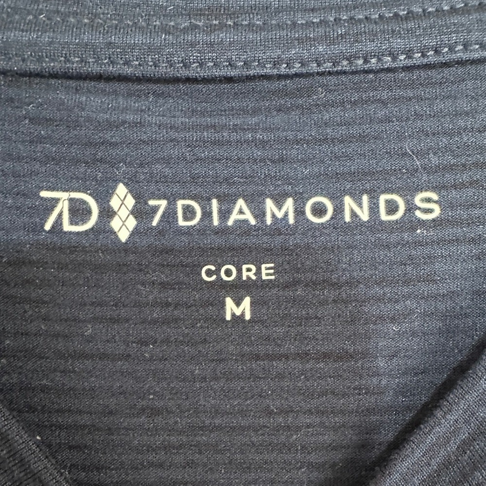 7 Diamonds Core T-Shirt Mens Navy Blue Ribbed Athletic Performance Gorpcore M - Picture 4 of 6